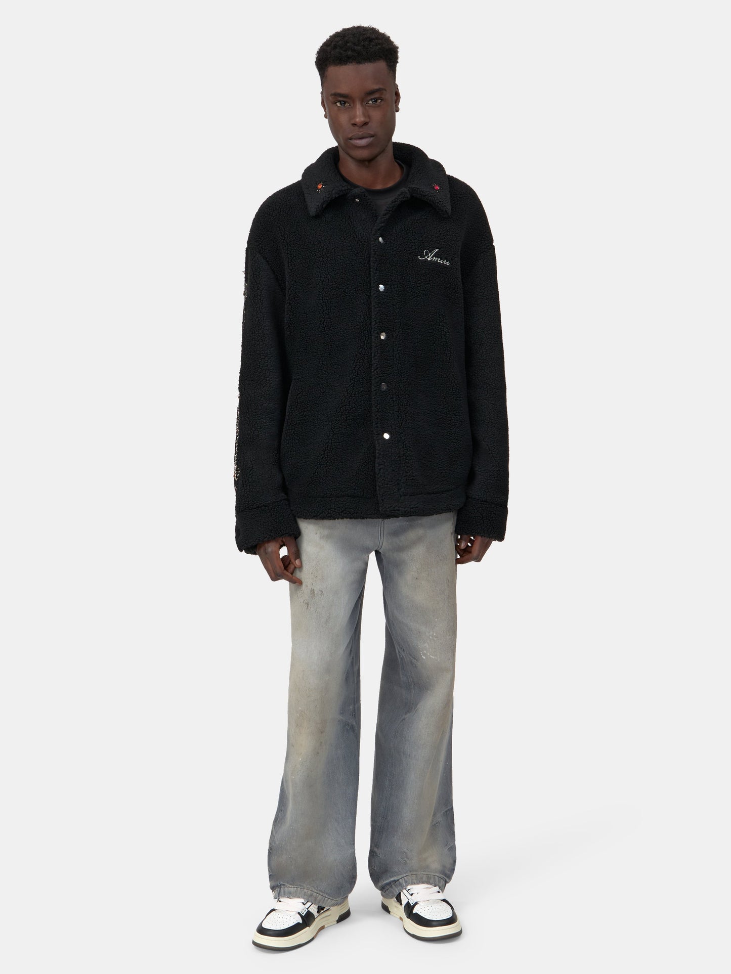 BONES STUDDED OVERSHIRT - Black