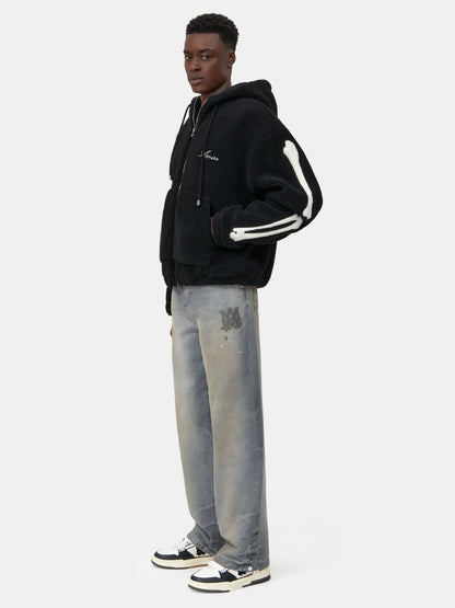 BONES FLEECE ZIP HOODIE - Black
