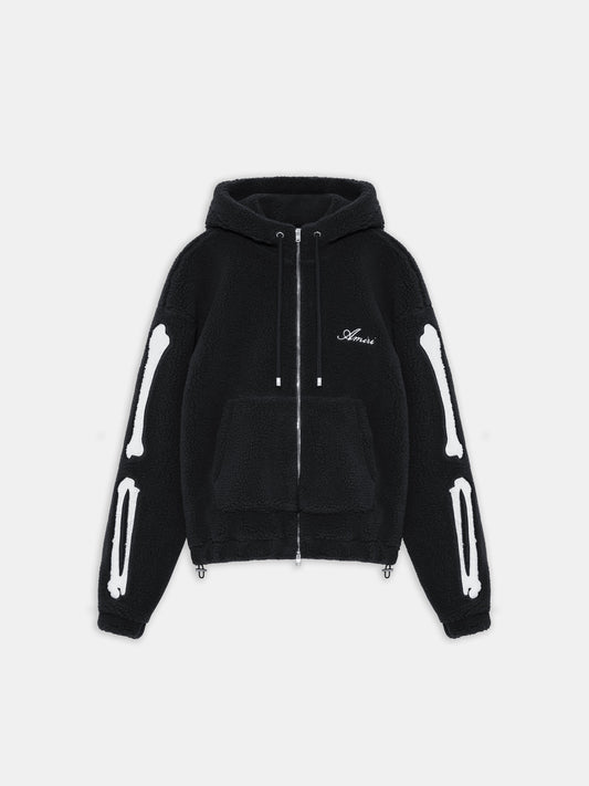 BONES FLEECE ZIP HOODIE - Black