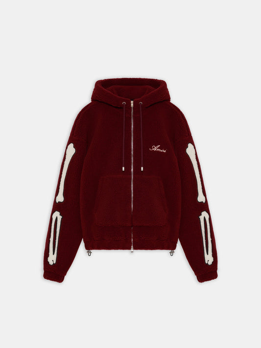 BONES FLEECE ZIP HOODIE - Aged Port