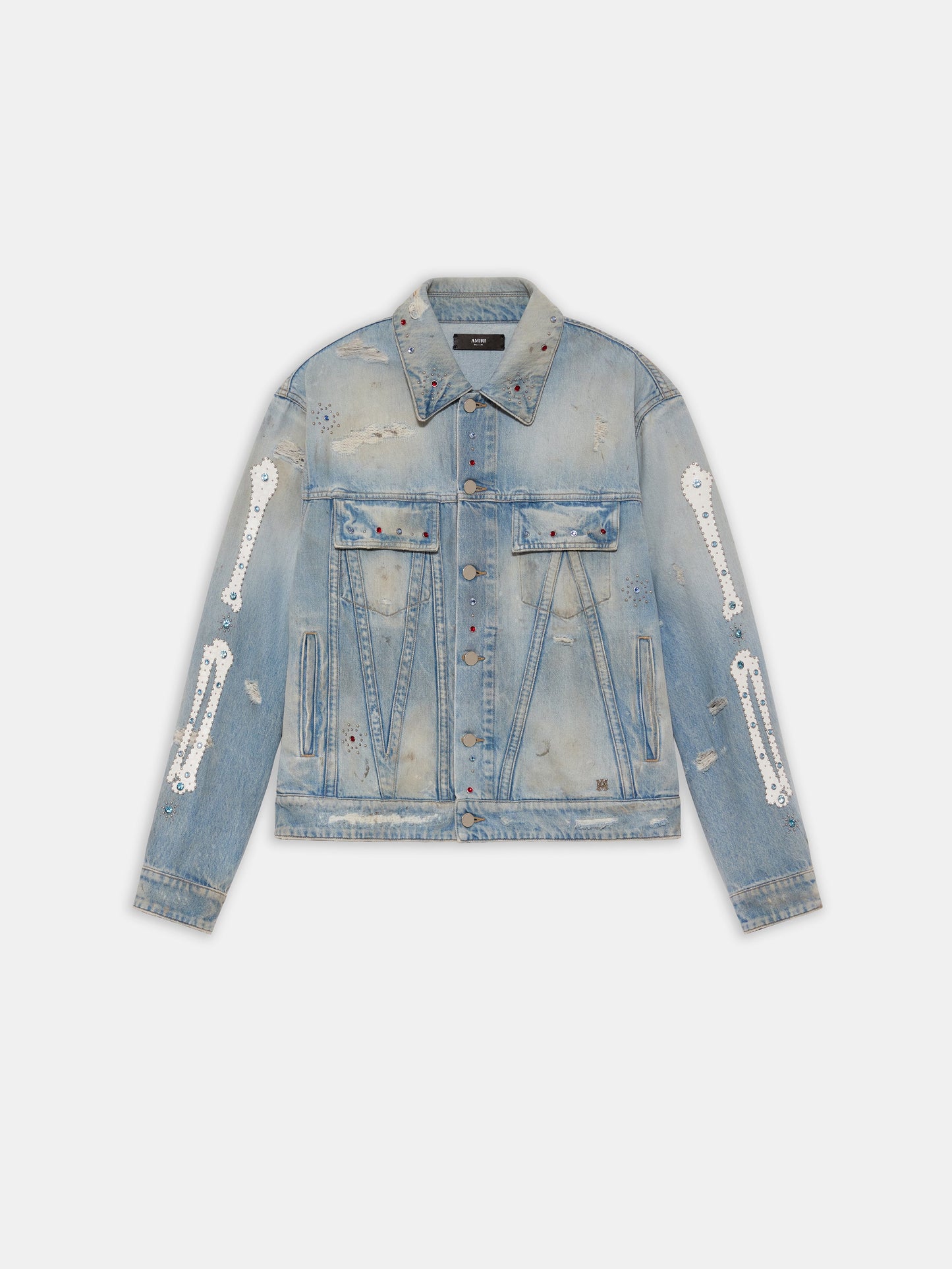 BONES STUDDED TRUCKER JACKET - Perfect Antique Indigo
