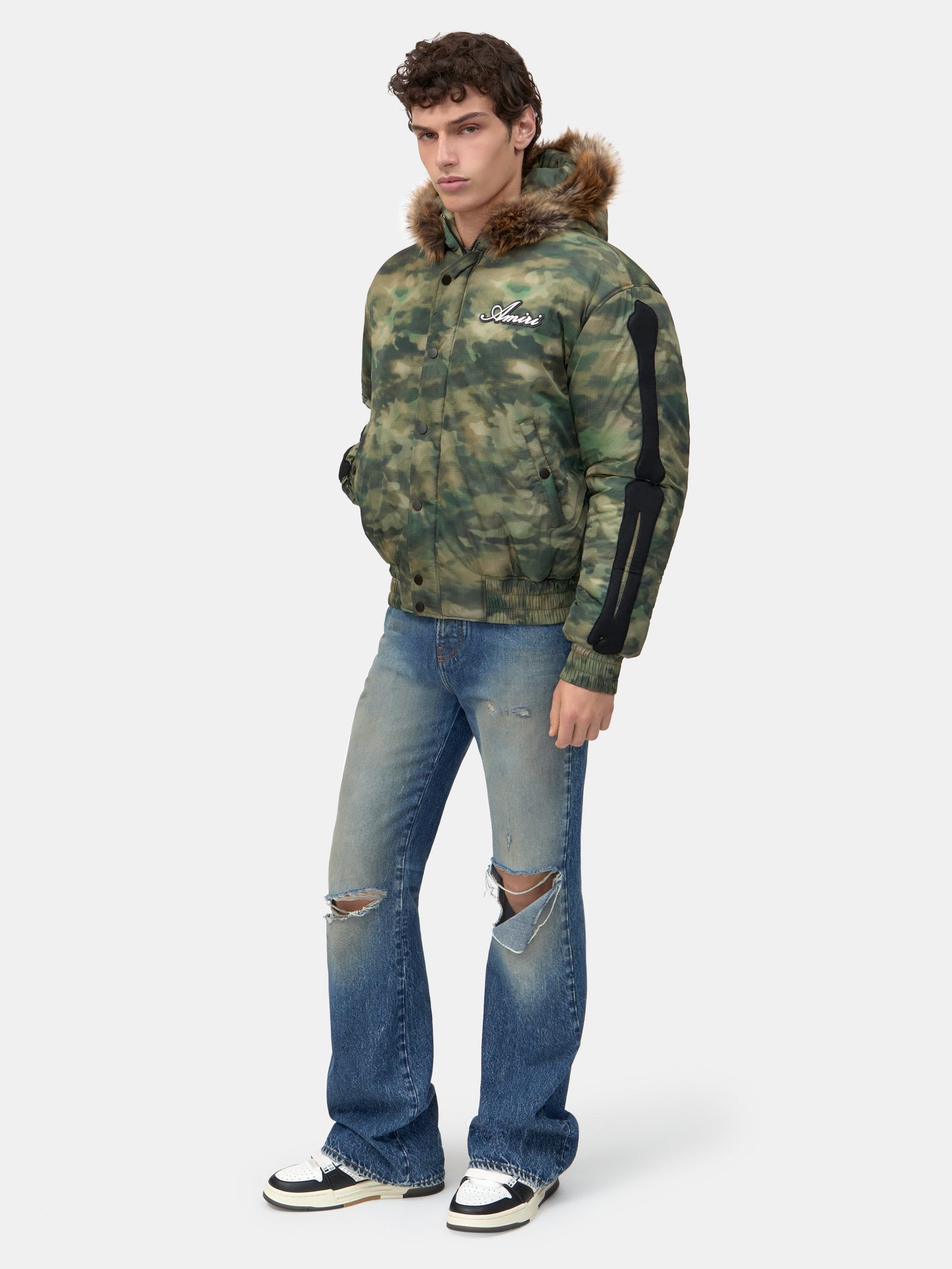 BONES CAMO HOODED DOWN JACKET - Camo