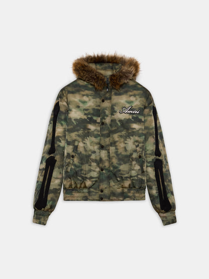 BONES CAMO HOODED DOWN JACKET - Camo
