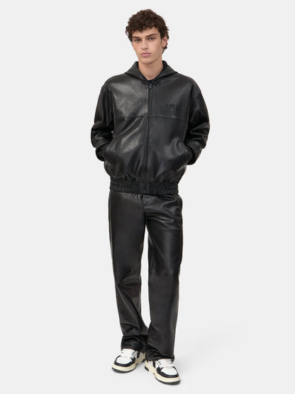 LEATHER TRACK PANT - Black