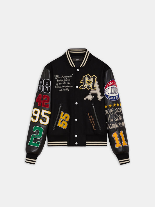 VARSITY PATCH JACKET - Black