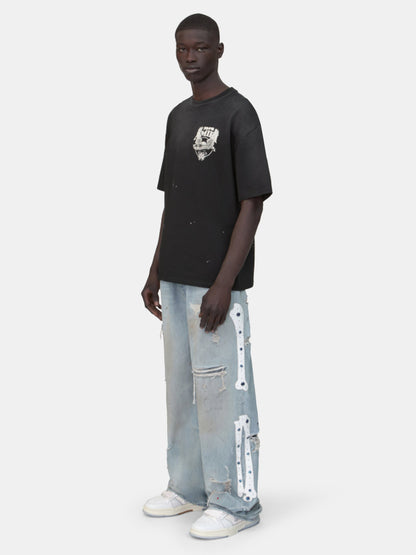 BONES STUDDED BAGGY JEAN - Perfect Antique Indigo