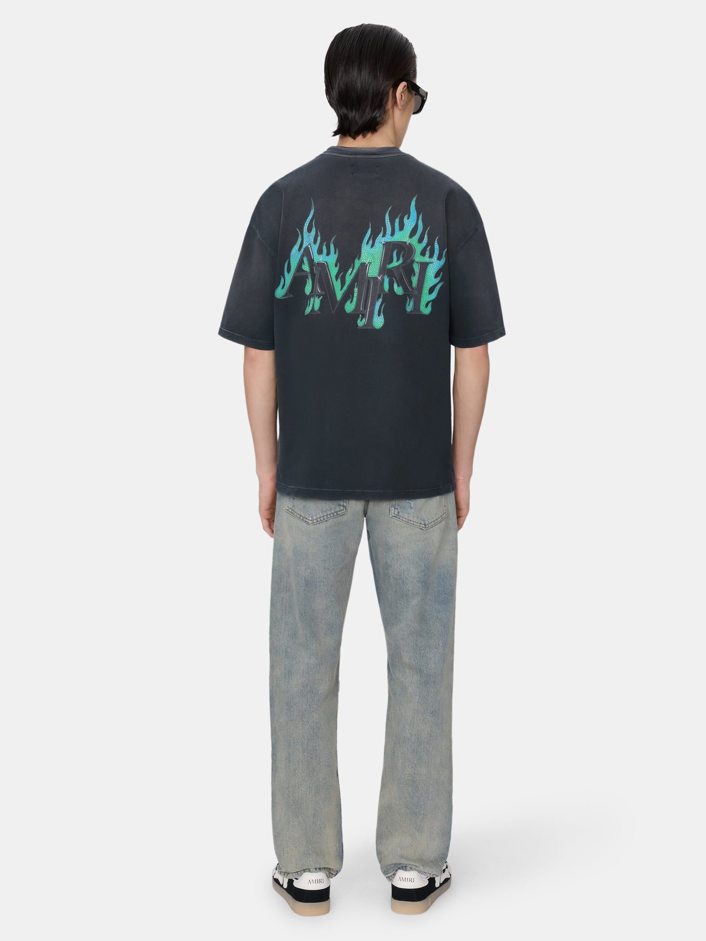 CRYSTAL AR FLAMES OVERSIZED TEE - Black