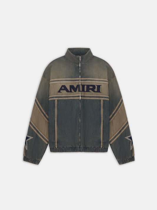 AR SPORT DENIM TRACK JACKET - Worn Slate