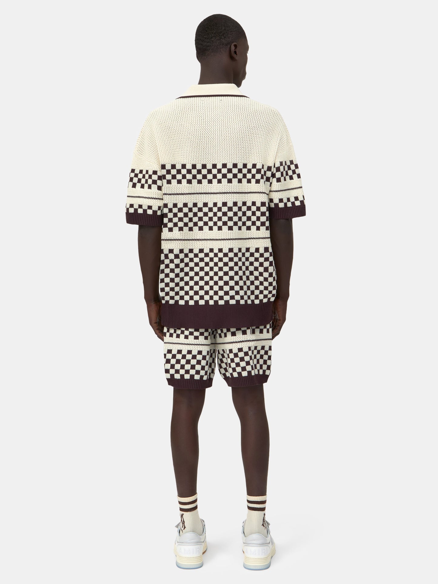 CHECKERED MESH SHORT - Alabaster