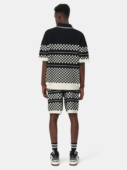 CHECKERED MESH SHORT - Black