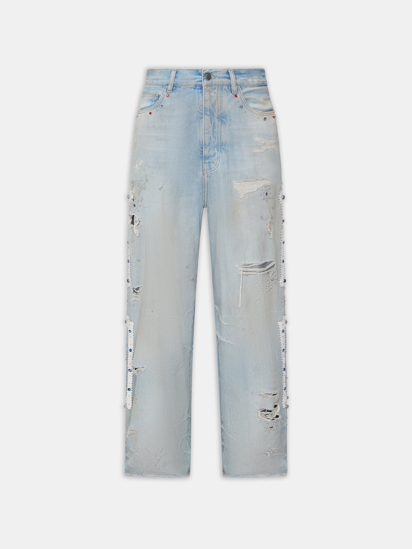 BONES STUDDED BAGGY JEAN - Perfect Antique Indigo