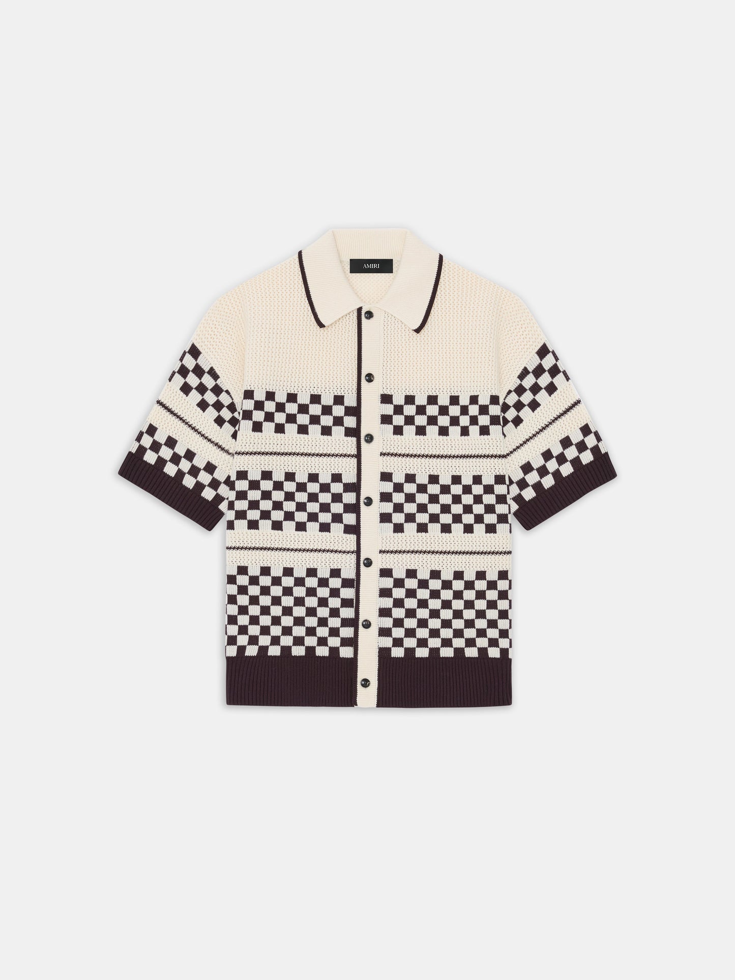 CHECKERED MESH SHIRT - Alabaster