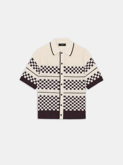 CHECKERED MESH SHIRT - Alabaster