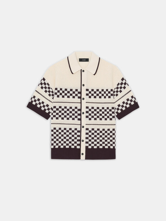 CHECKERED MESH SHIRT - Alabaster