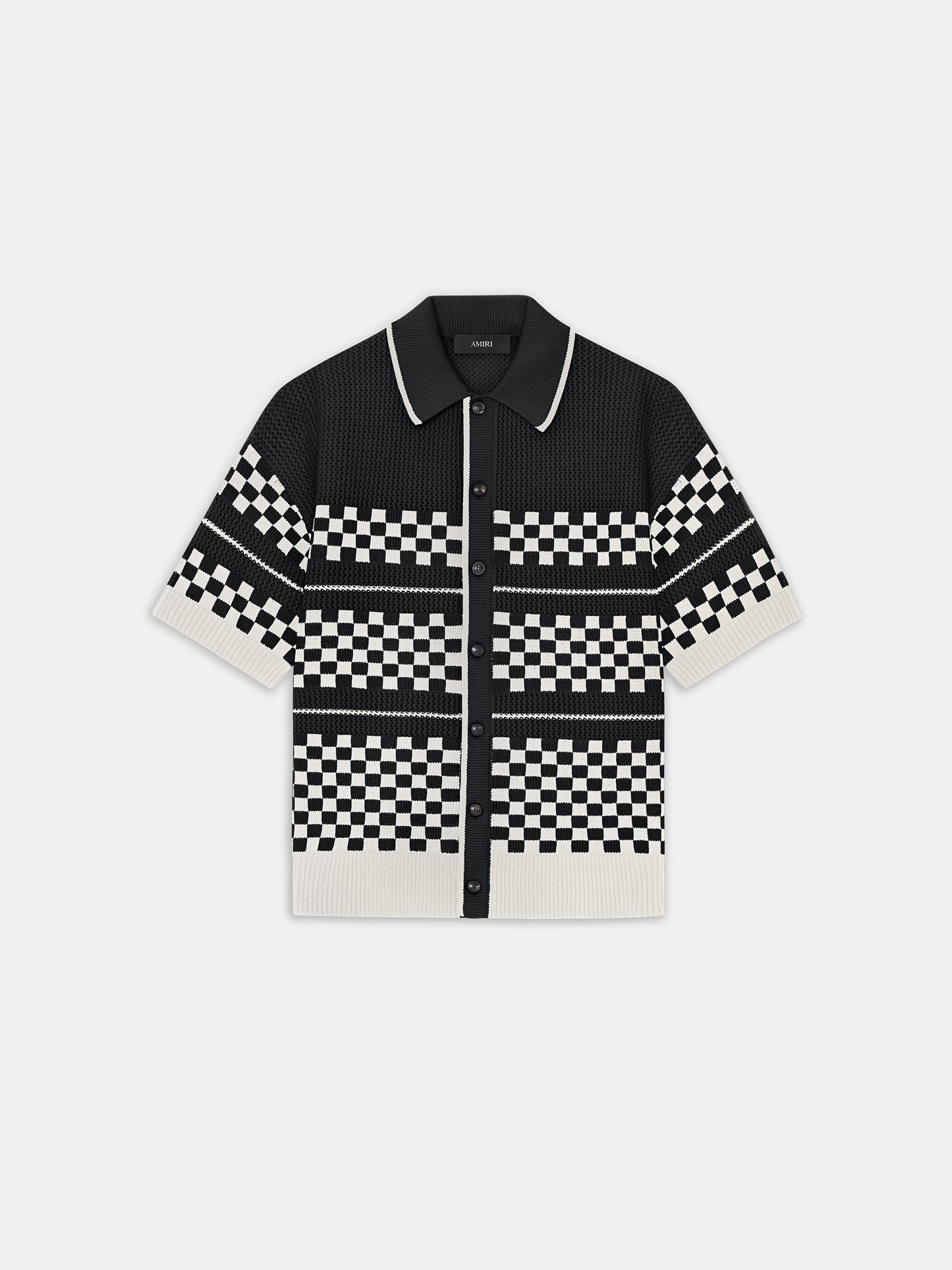 CHECKERED MESH SHIRT - Black
