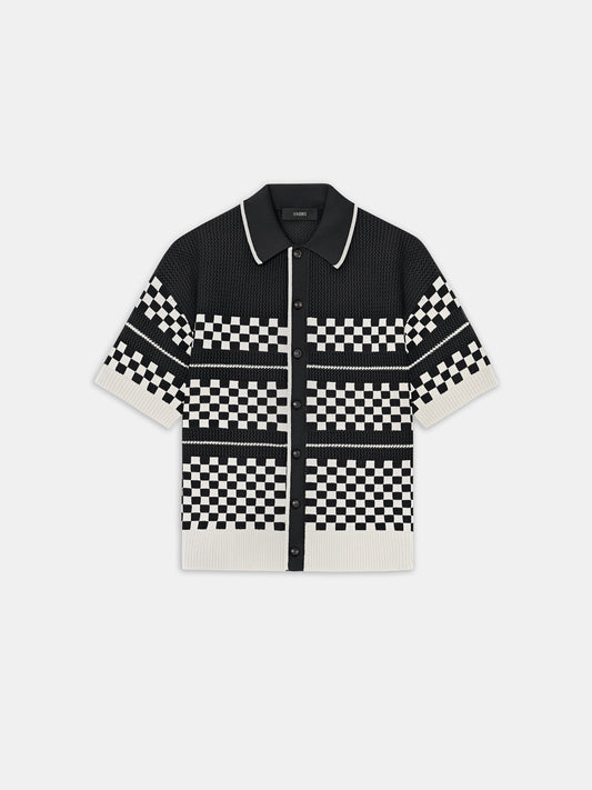 CHECKERED MESH SHIRT - Black