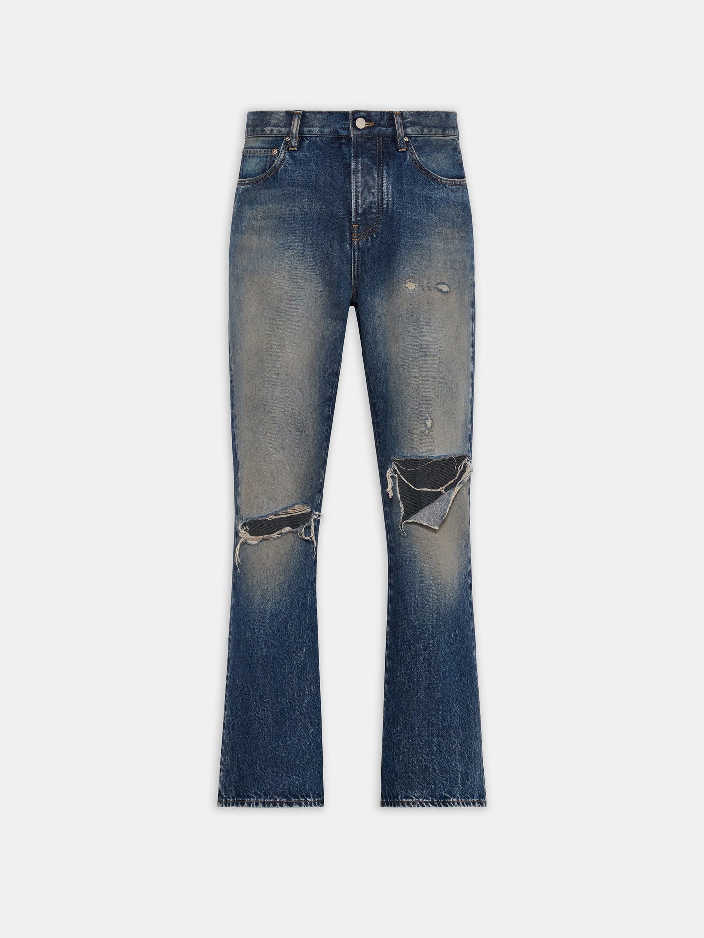 SLASHED BOOT CUT JEAN - Denim Lapis