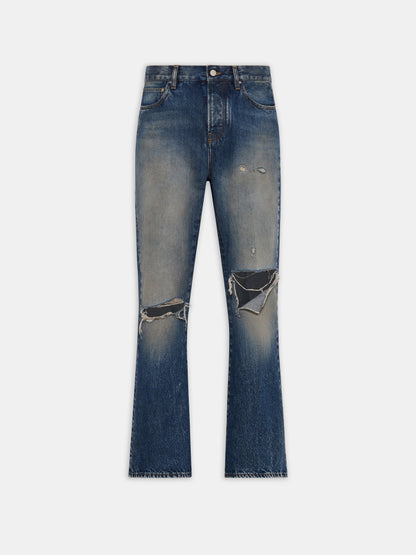 SLASHED BOOT CUT JEAN - Denim Lapis