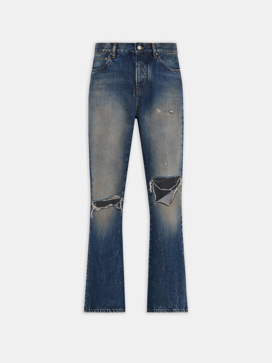 SLASHED BOOT CUT JEAN - Denim Lapis
