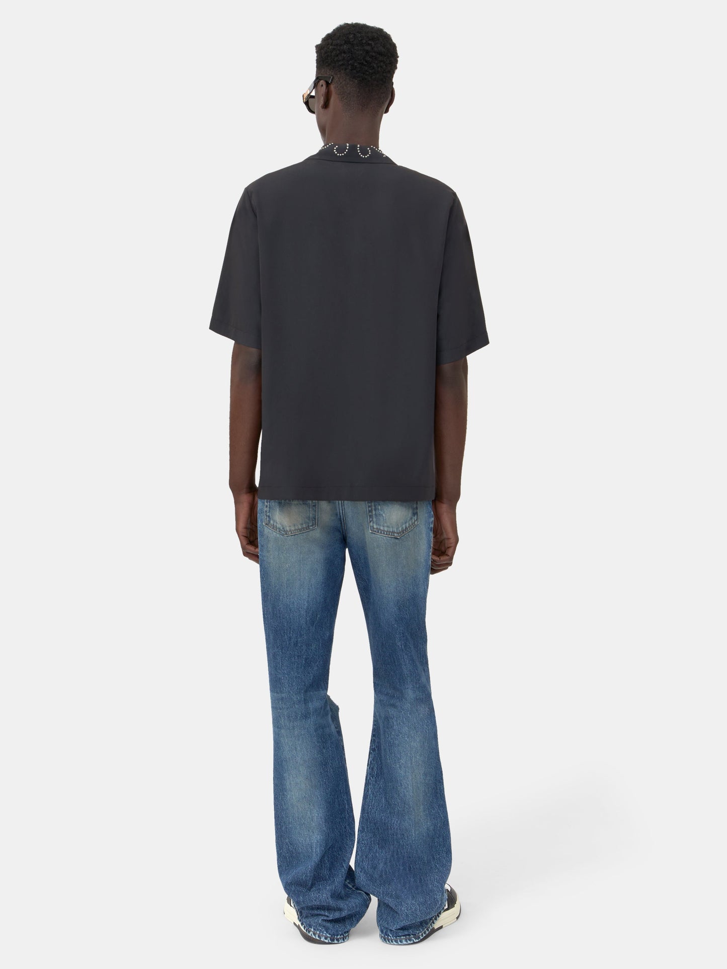 SLASHED BOOT CUT JEAN - Denim Lapis