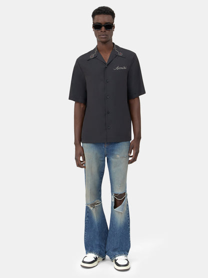 SLASHED BOOT CUT JEAN - Denim Lapis