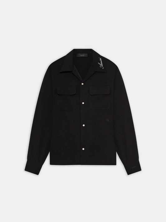 ROUND POCKET DRESS SHIRT - Black
