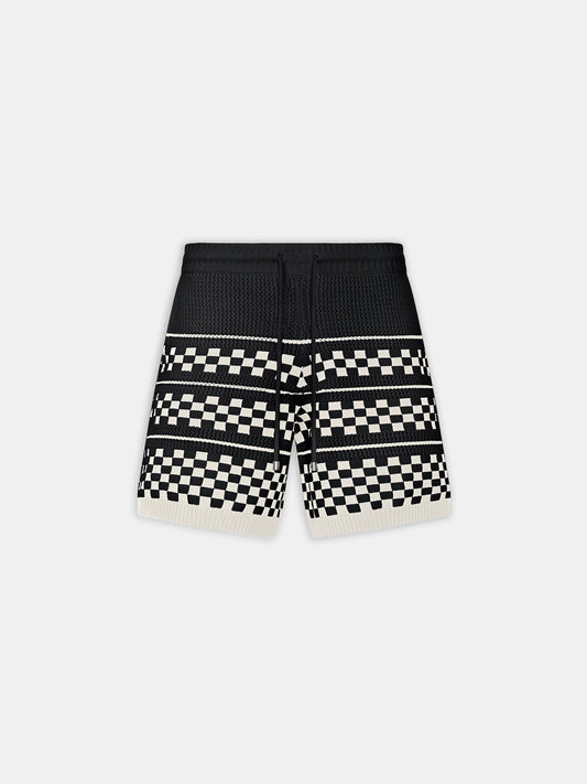 CHECKERED MESH SHORT - Black