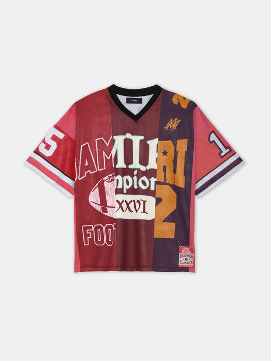 SPLICED OVERSIZED MESH TEE - Red